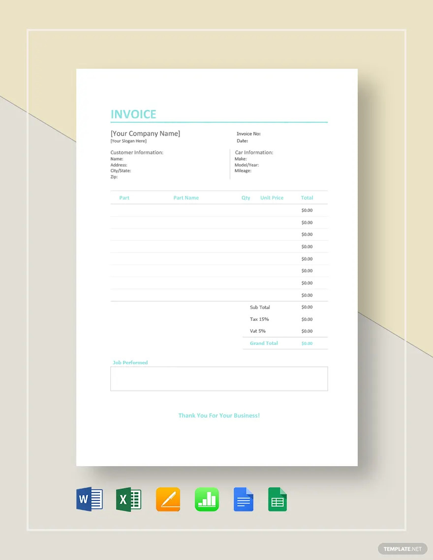 auto repair invoice