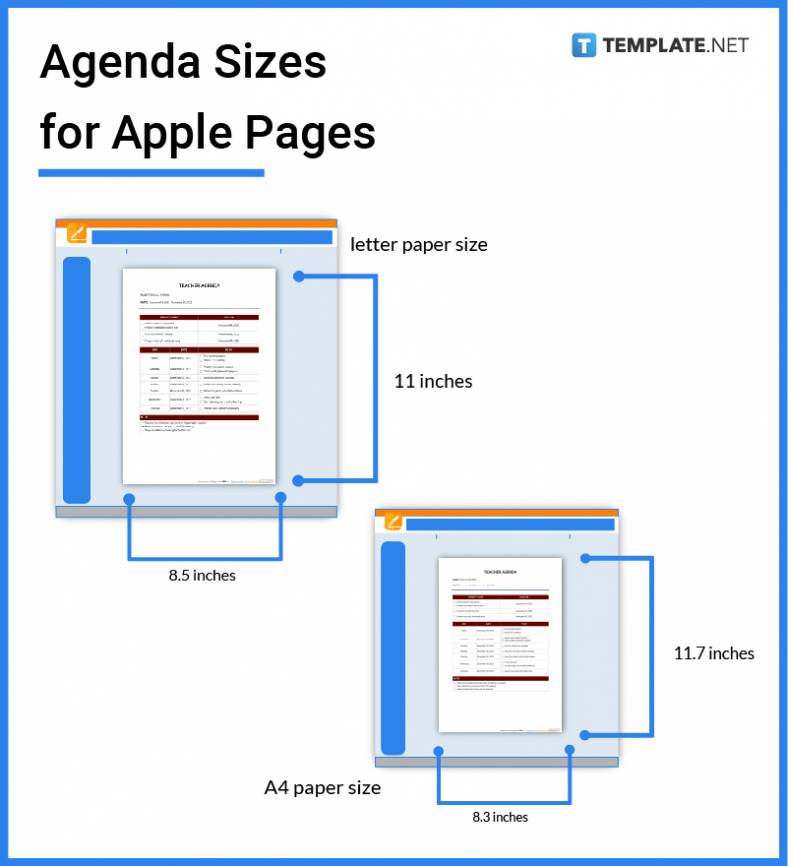 Agenda Size Dimension, Inches, mm, cms, Pixel