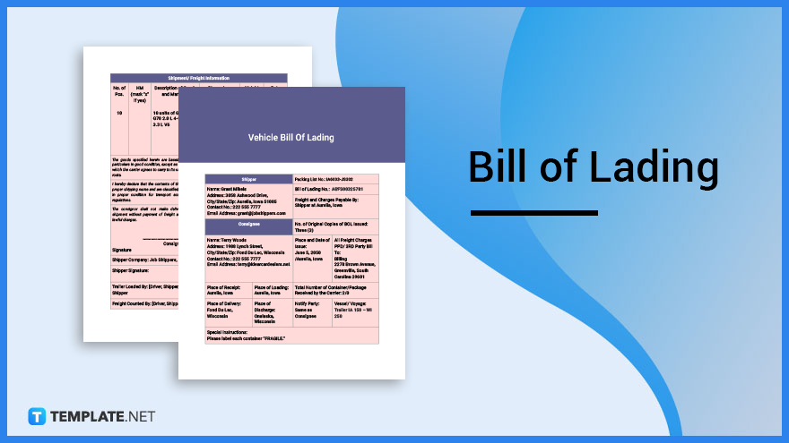 Create a Bill of Lading