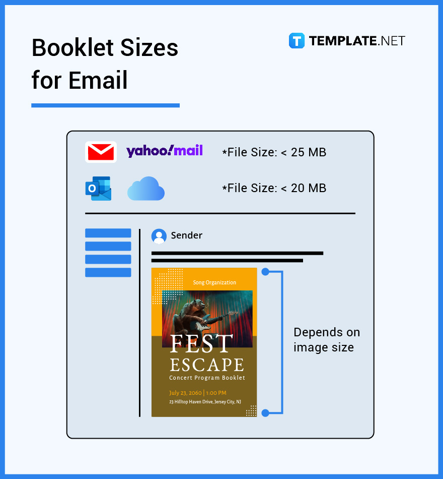 booklet sizes for email