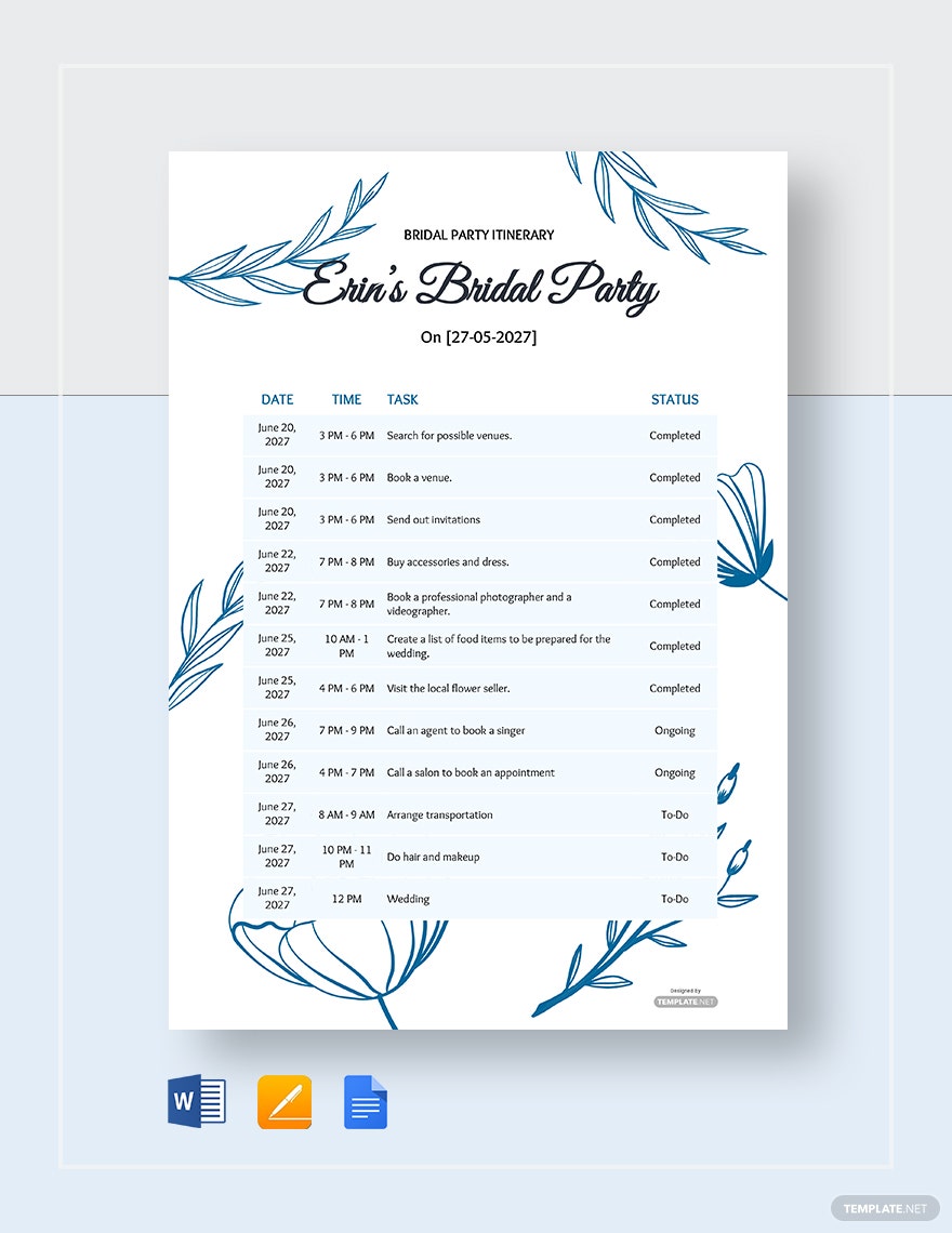bridal-party-itinerary