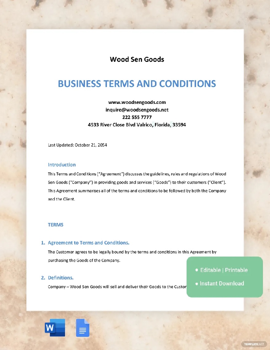 business terms and condition