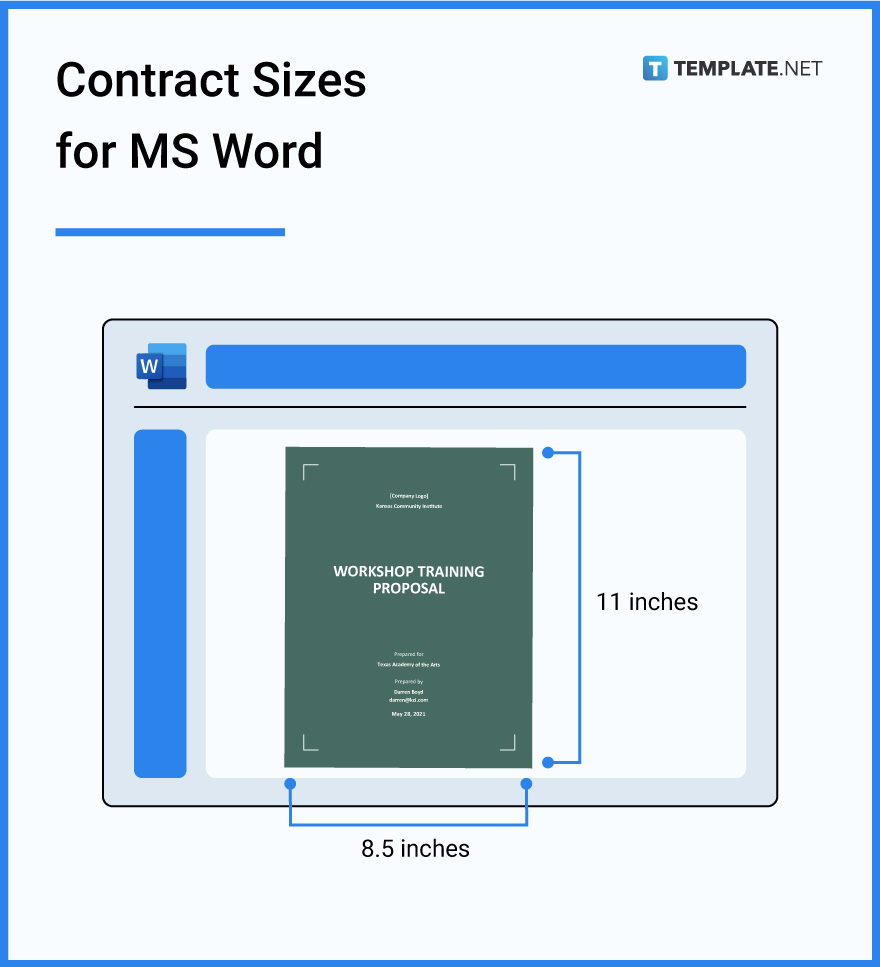 contract sizes for ms word