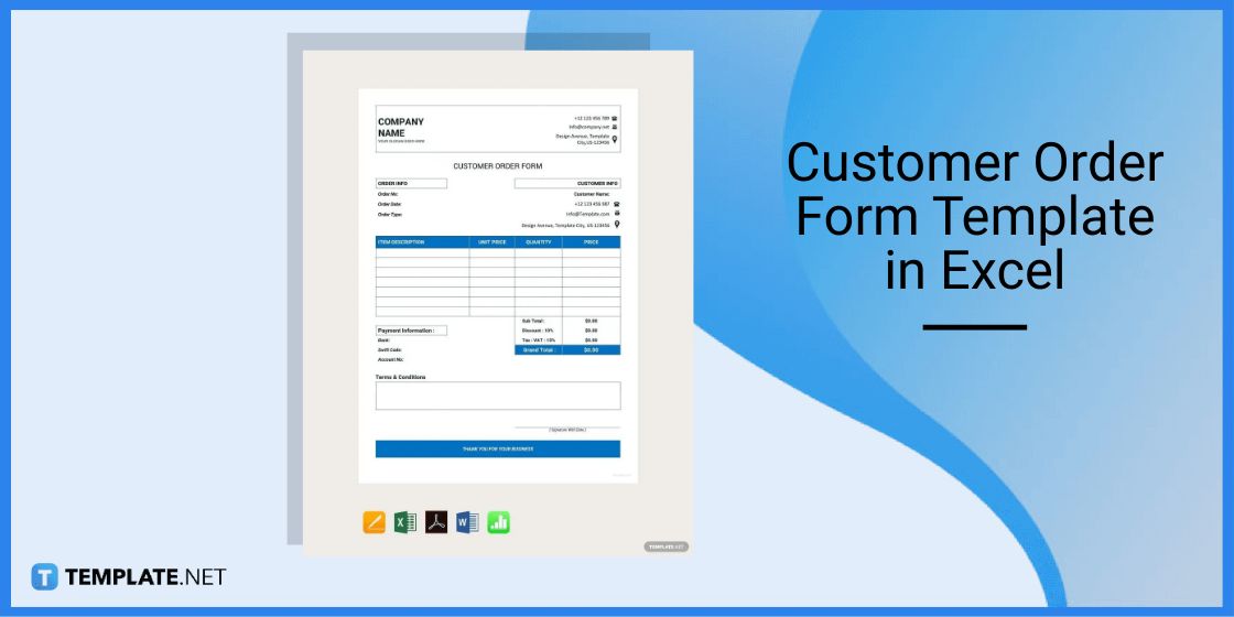 customer order form template in excel