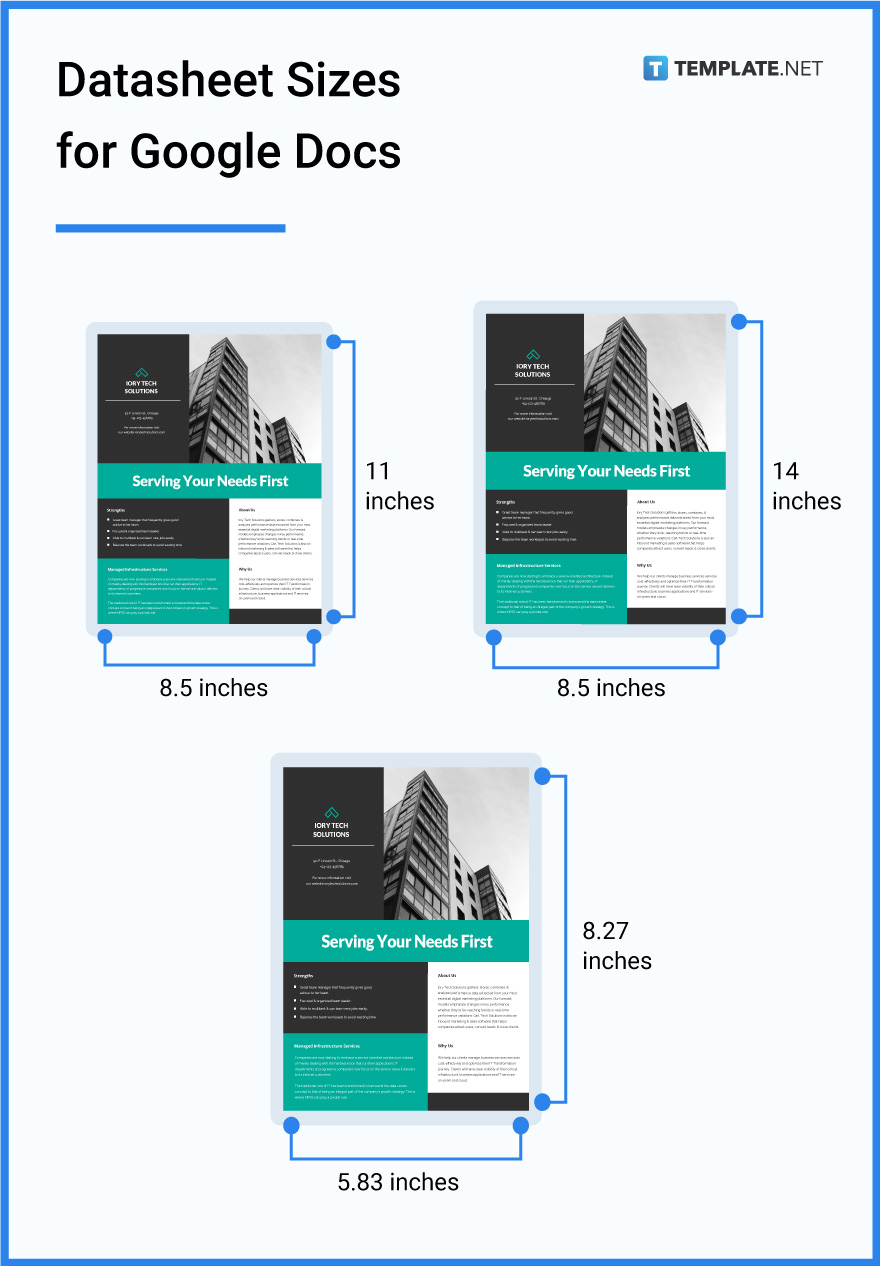 Datasheet Size Dimension, Inches, mm, cms, Pixel