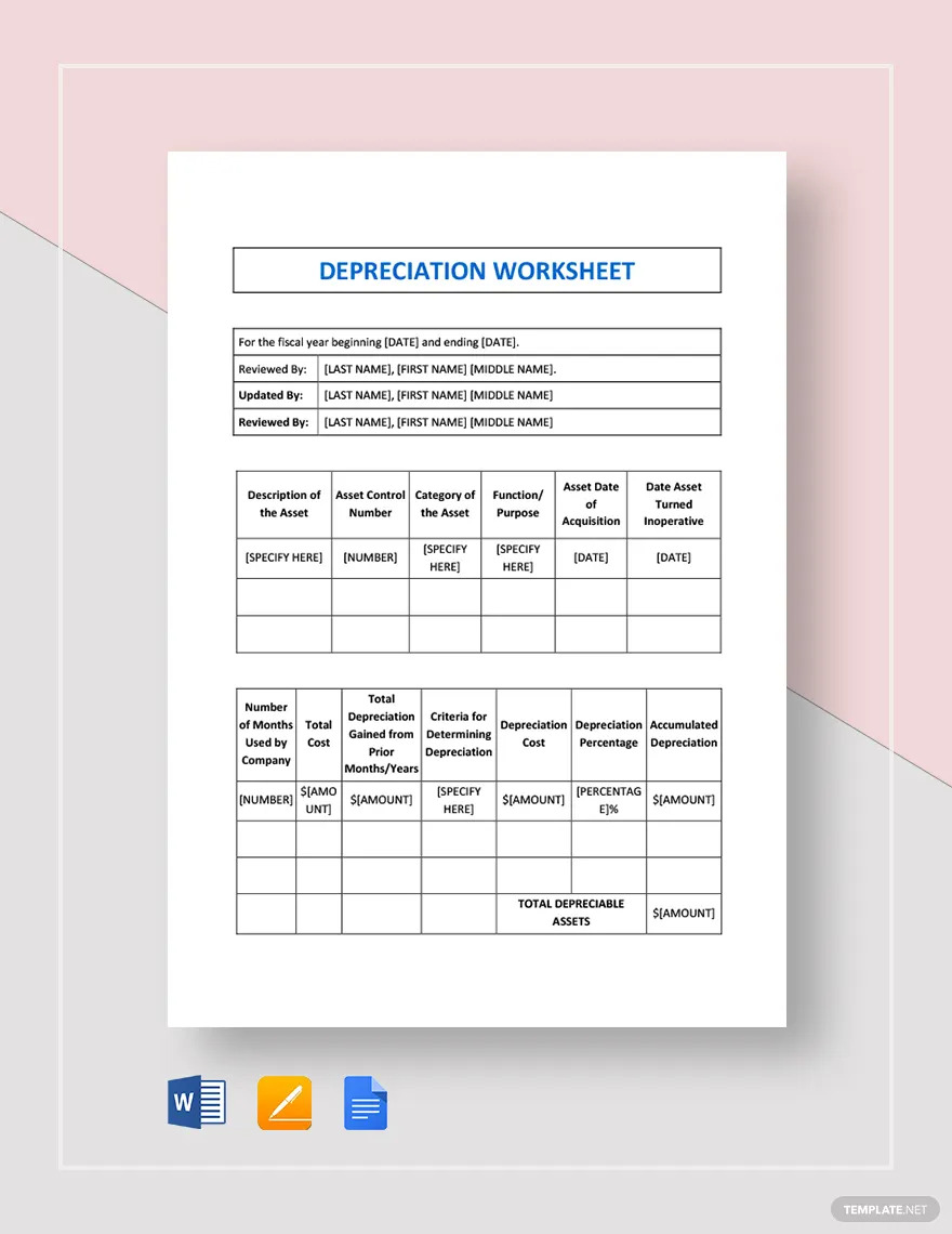 depreciation worksheet