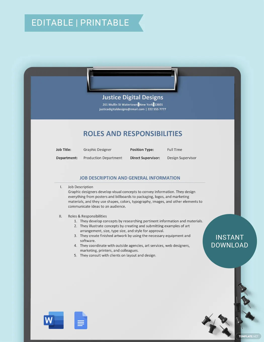 employee roles and responsibilities ideas and examples