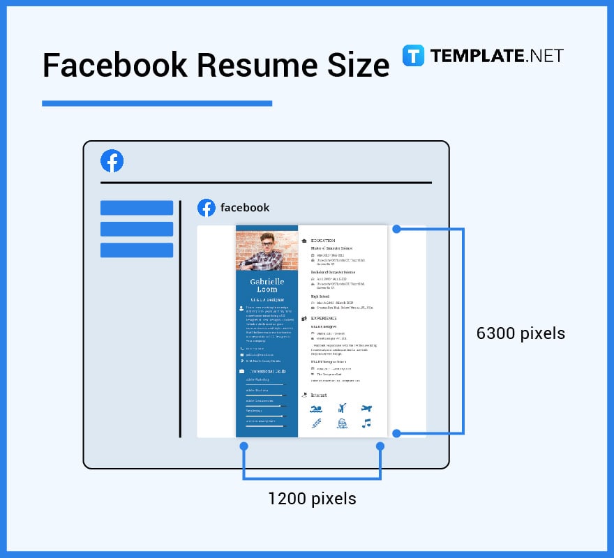 facebook resume size