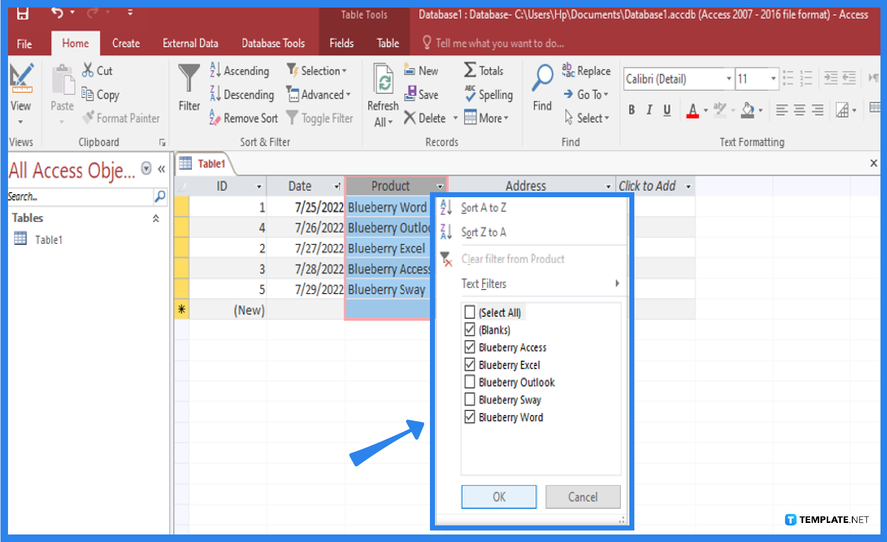 filter records in microsoft access step