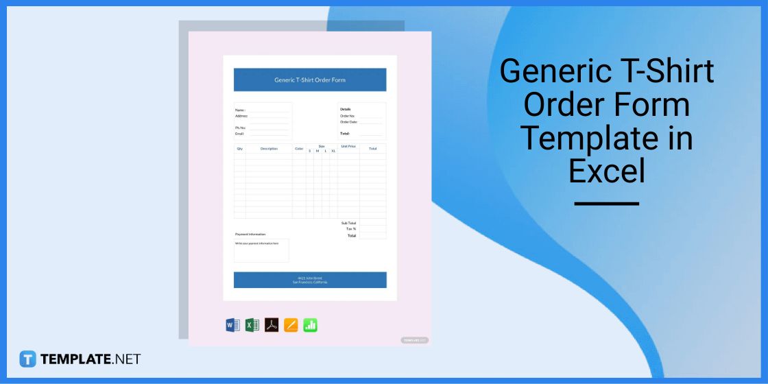 generic t shirt order form template in excel