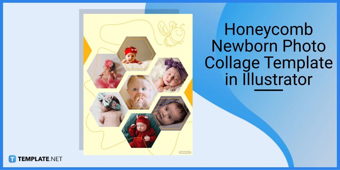 honeycomb newborn photo collage template in illustrator