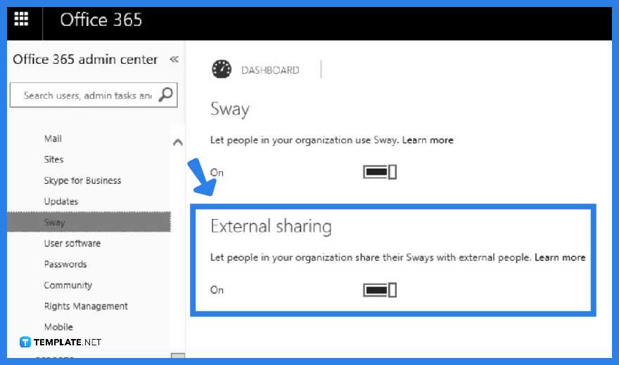 how do you share a sway with external users step