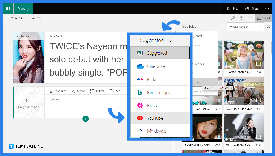 how to add a youtube video to microsoft sway step