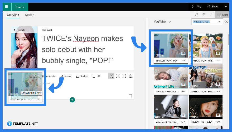 how to add a youtube video to microsoft sway step