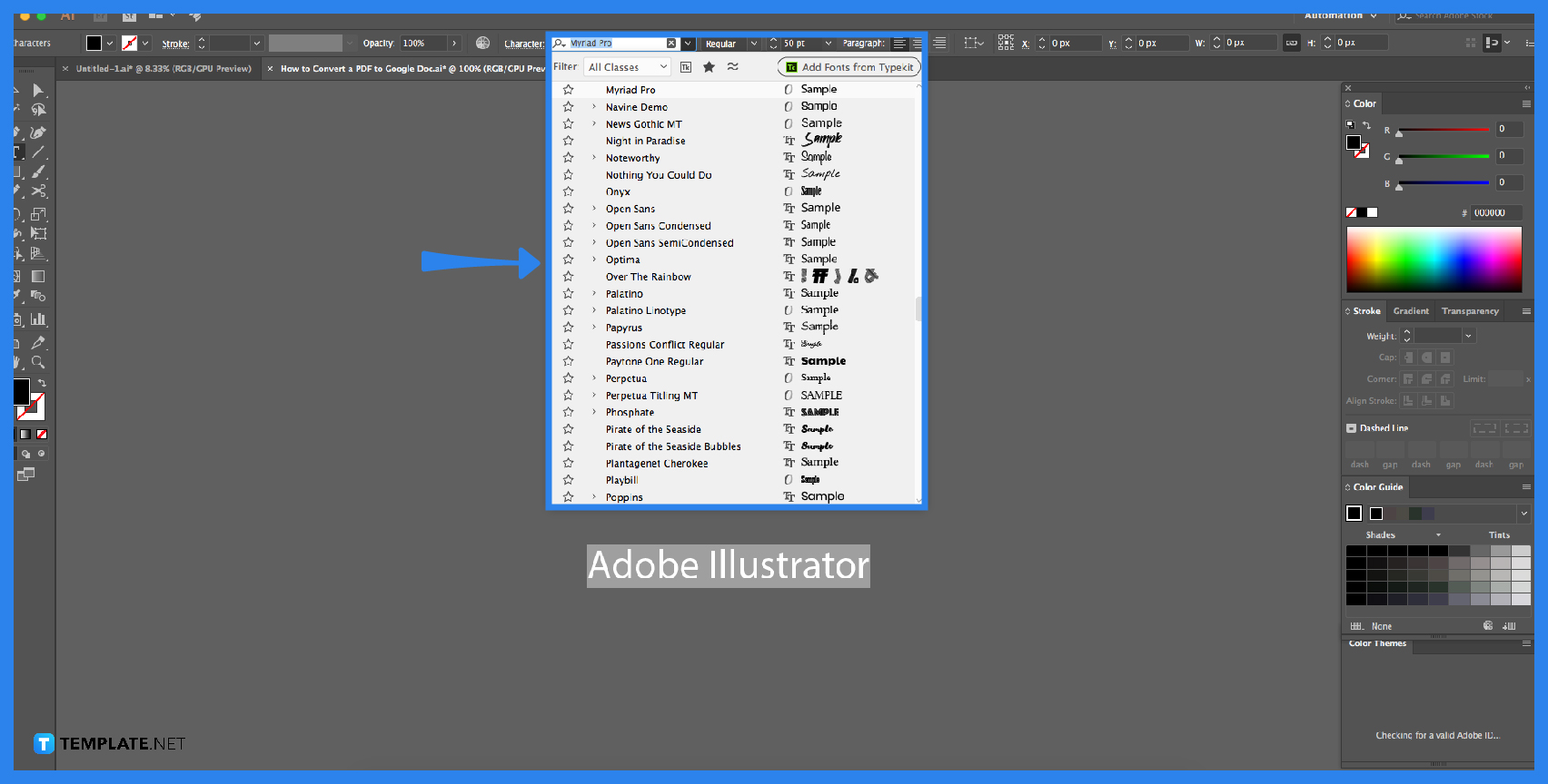 putting a downloaded font on adobe illustrator