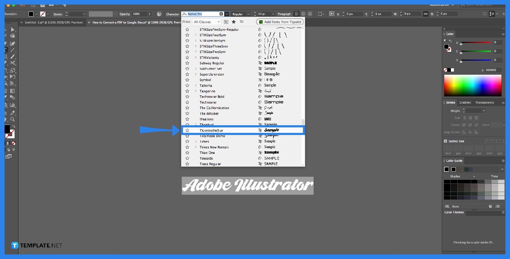 how to change font in adobe illustrator for eps file step 0
