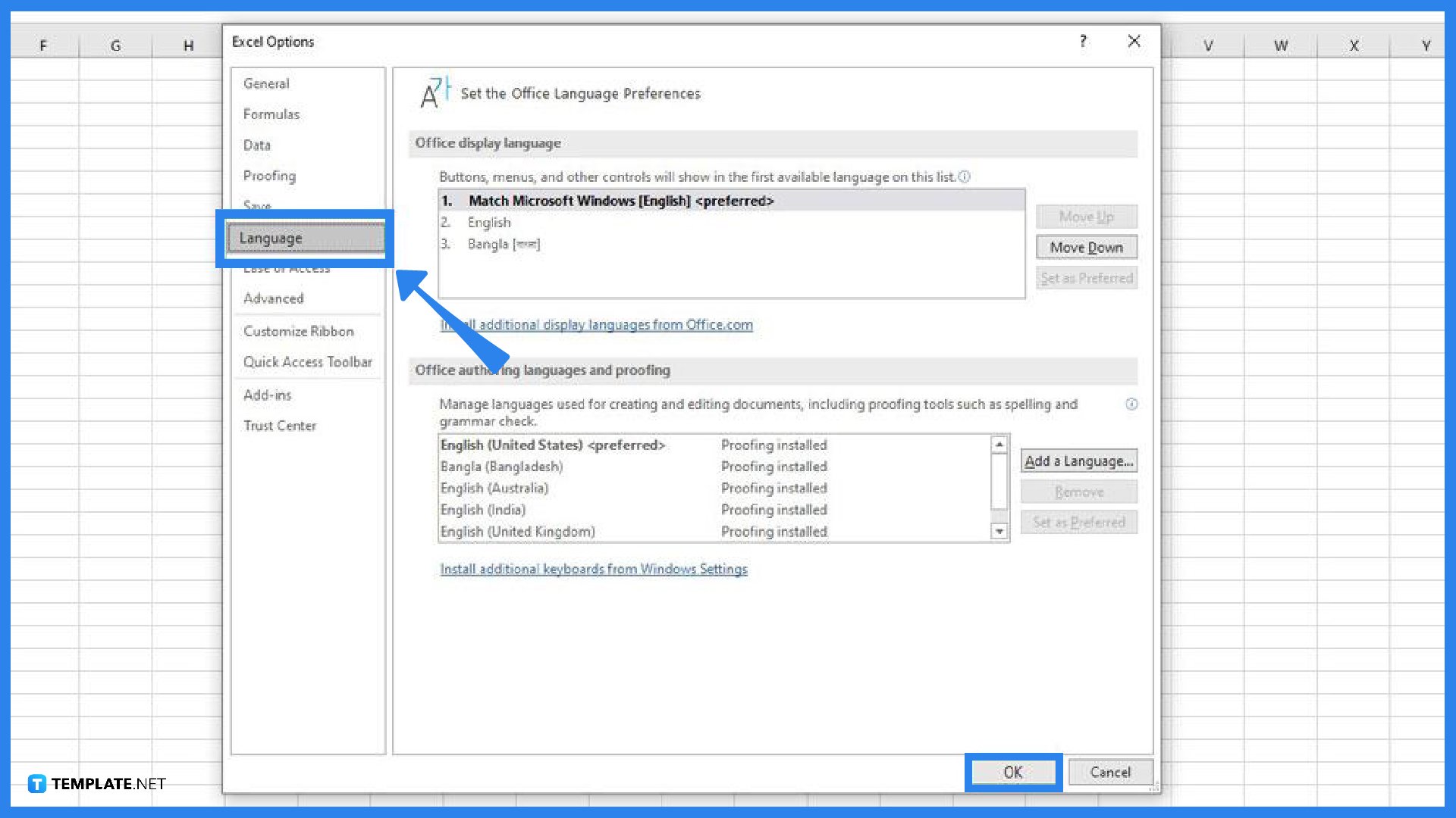 how to change microsoft excel language