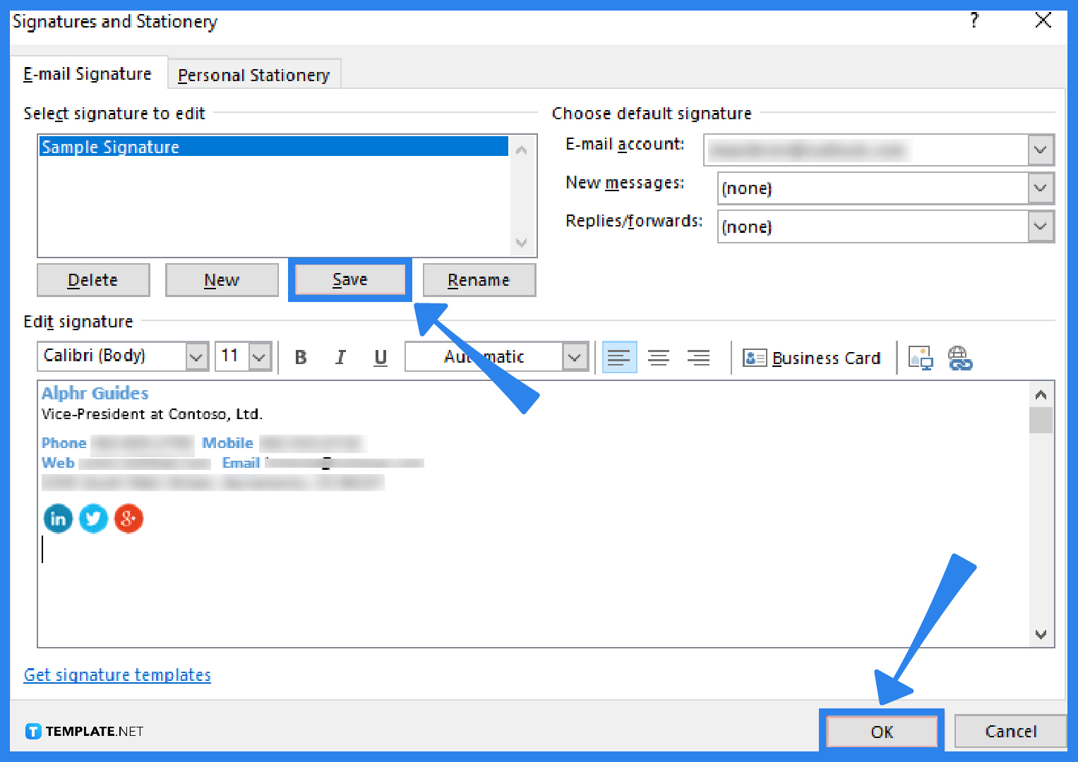 how to change signature in microsoft outlook step