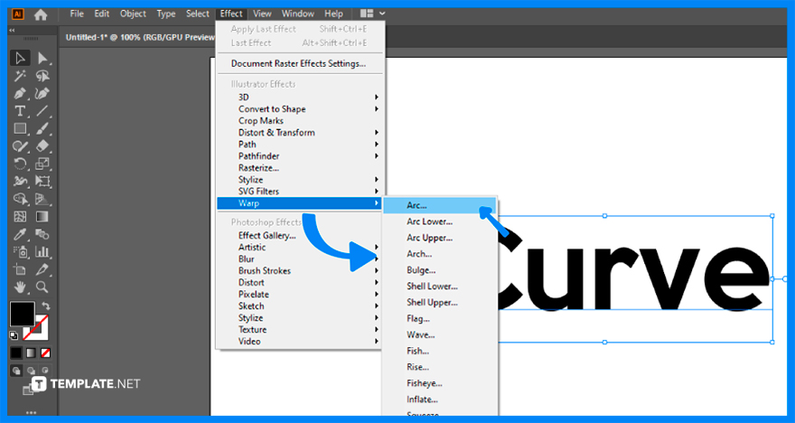 how to curve text in adobe illustrator step