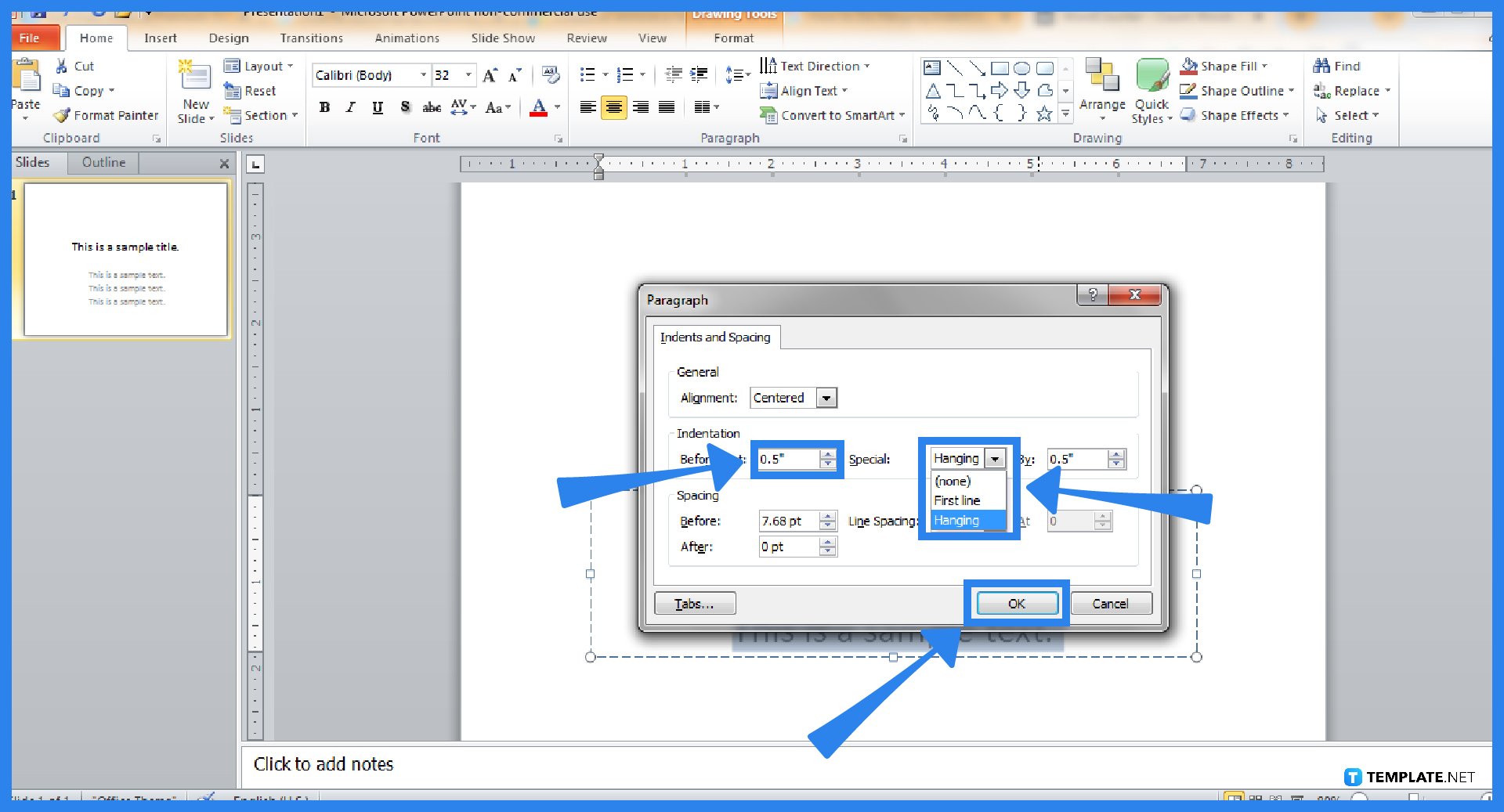 How to Do Hanging Indent on Microsoft PowerPoint - Step 4