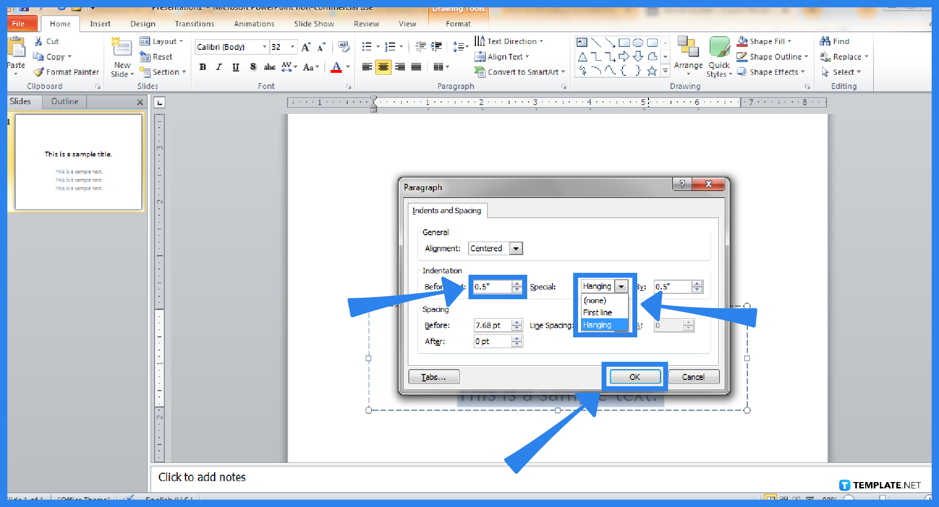 how to do hanging indent on microsoft powerpoint step 0