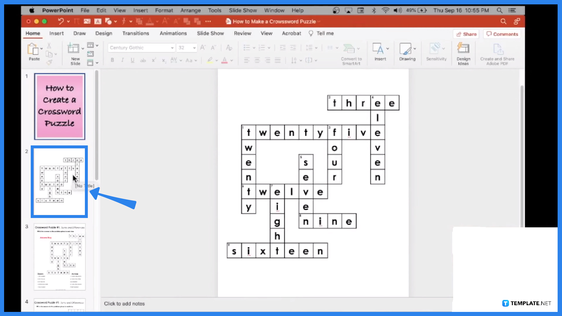 powerpoint presentation unit crossword