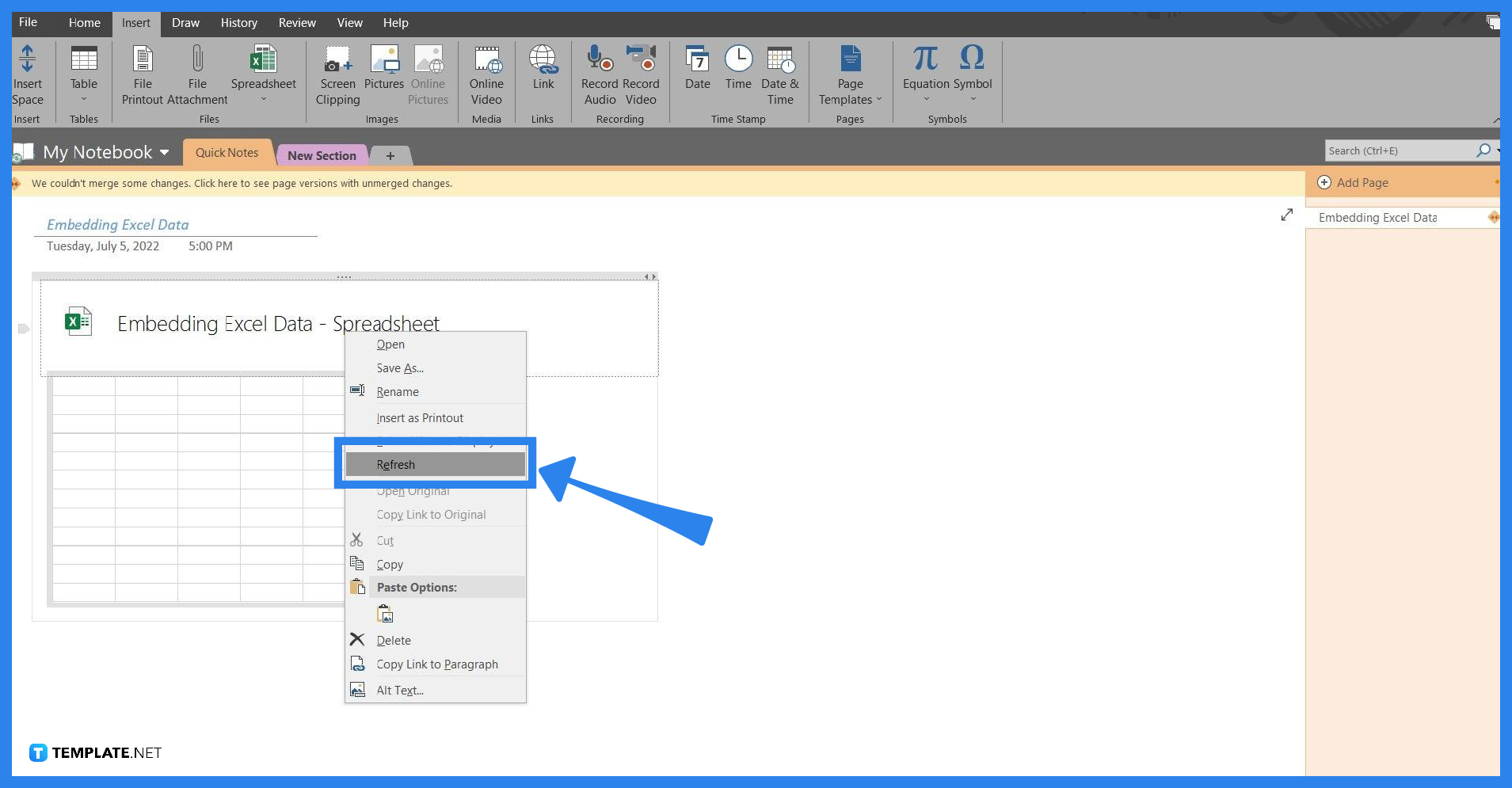 how to embed excel data into microsoft onenote step 0