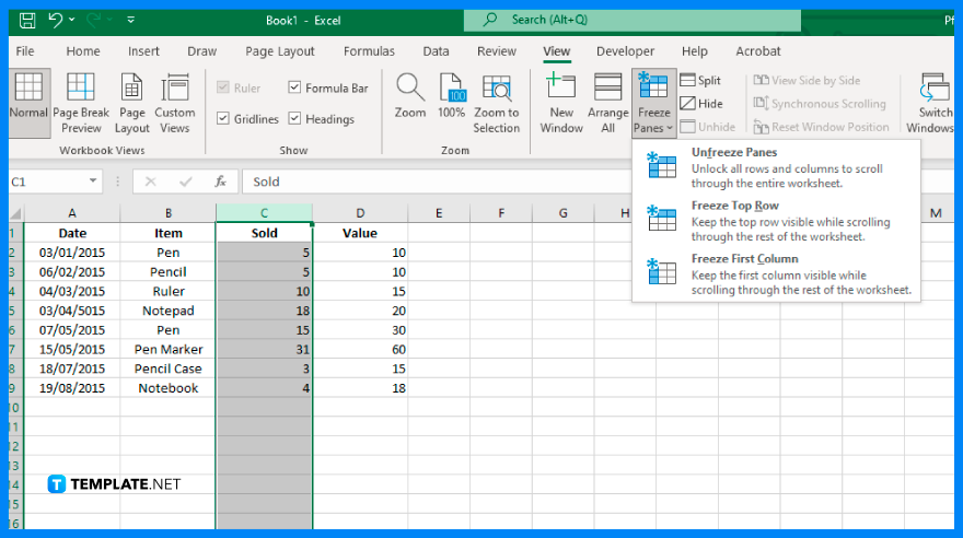 how to freeze cells in microsoft excel step