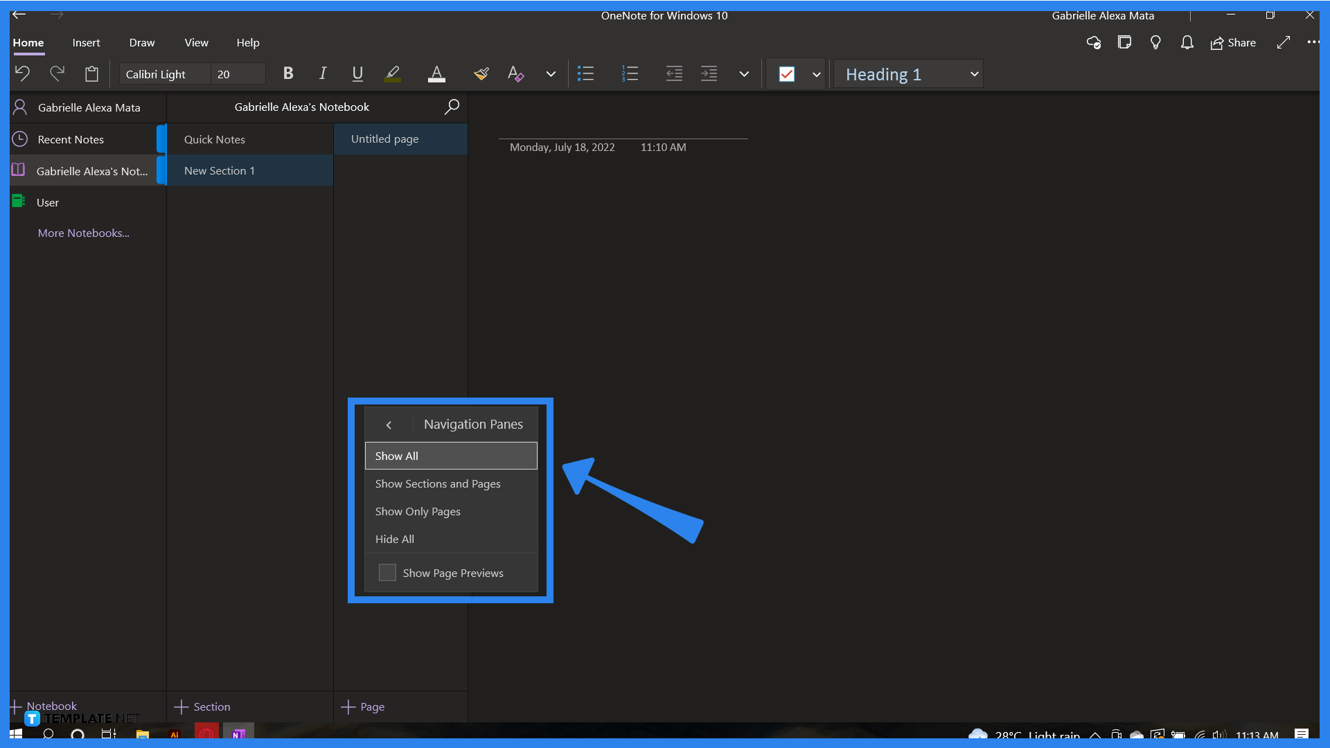 How to Hide Navigation in Microsoft OneNote