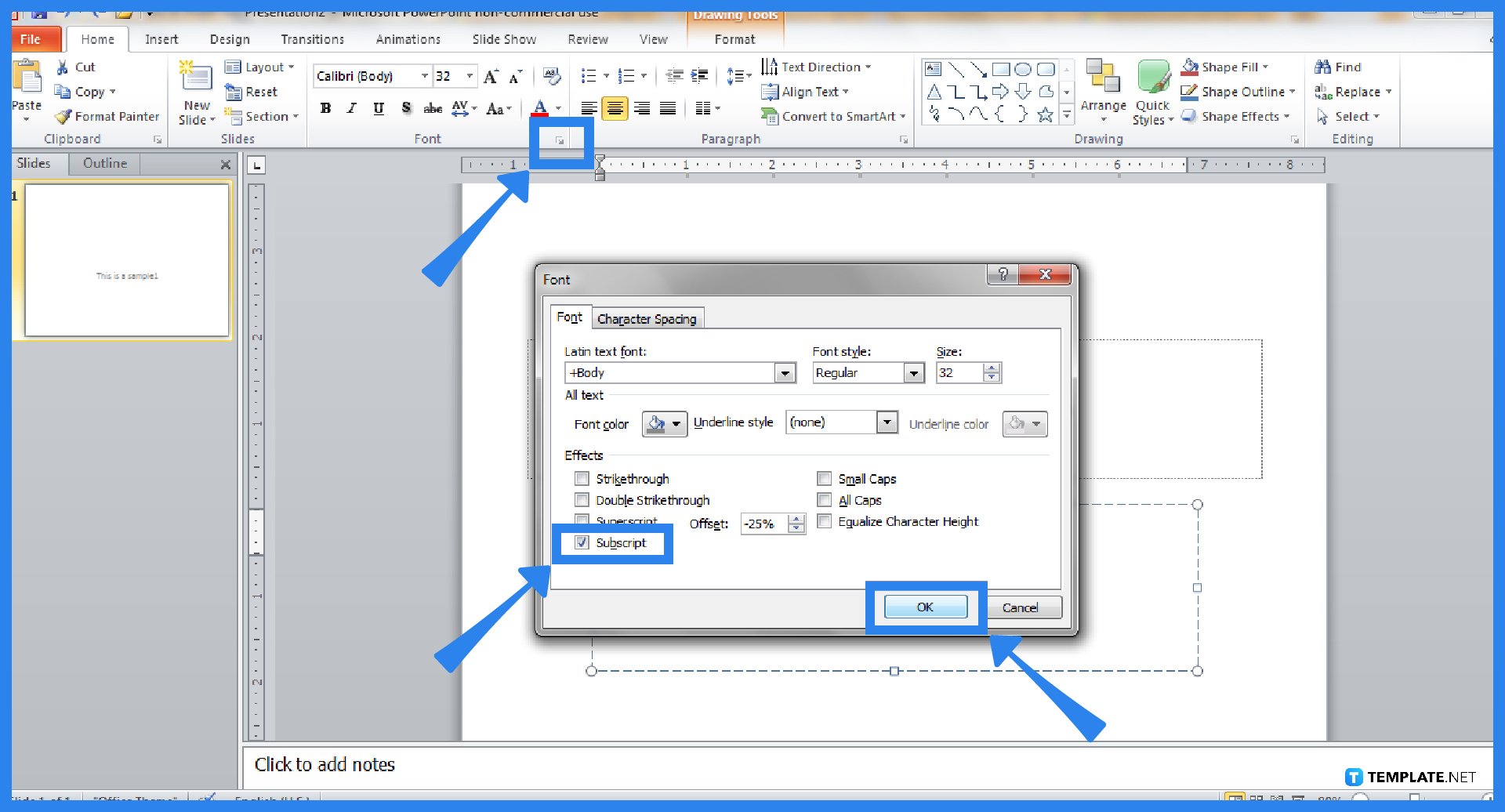 how-to-insert-subscript-in-microsoft-powerpoint-step-4