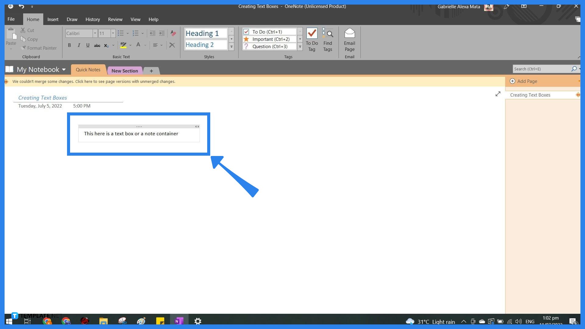 How To Make A New Text Box In Microsoft OneNote