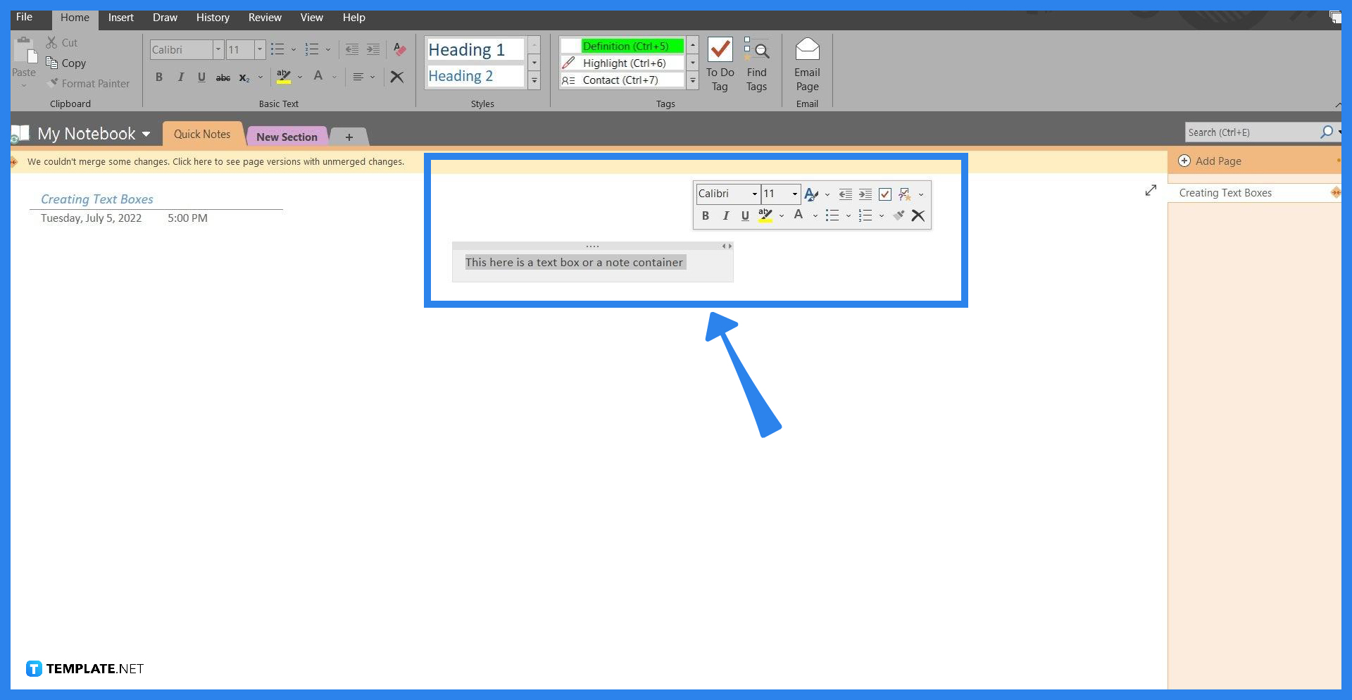 How to Make a New Text Box in Microsoft OneNote