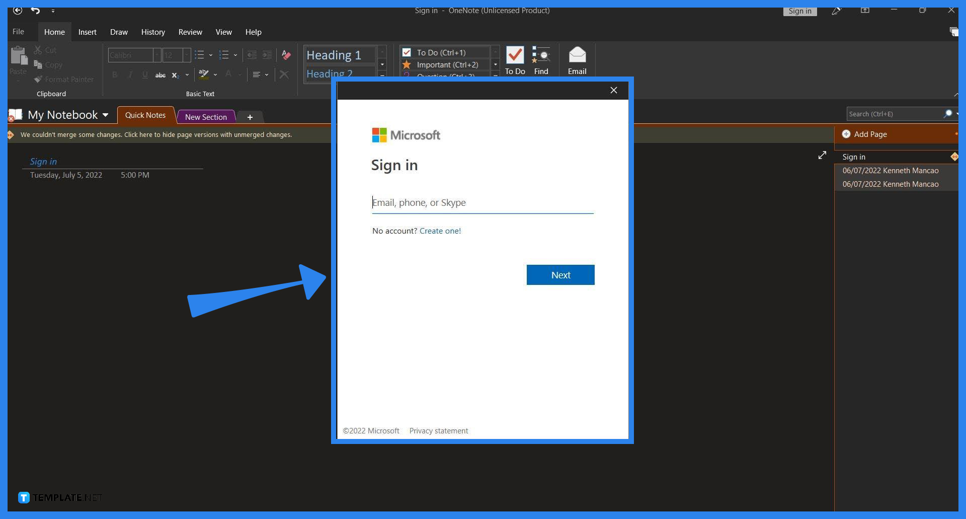 How to Sign In/Sign Out in Microsoft OneNote | Free & Premium Templates