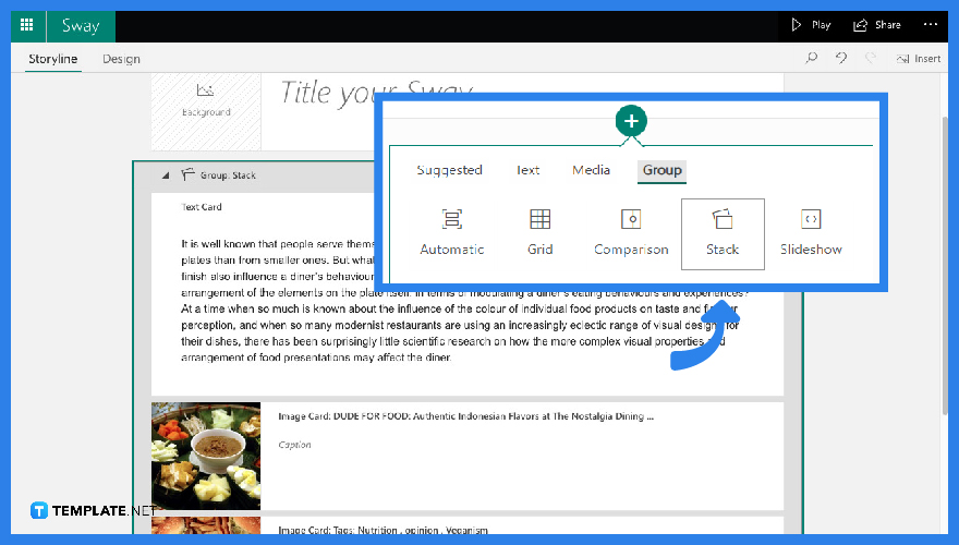 how to use stack cards in microsoft sway step