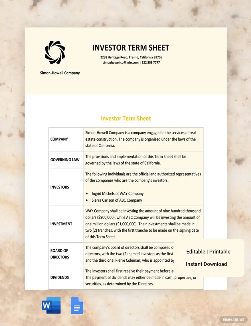 investor-term-sheet