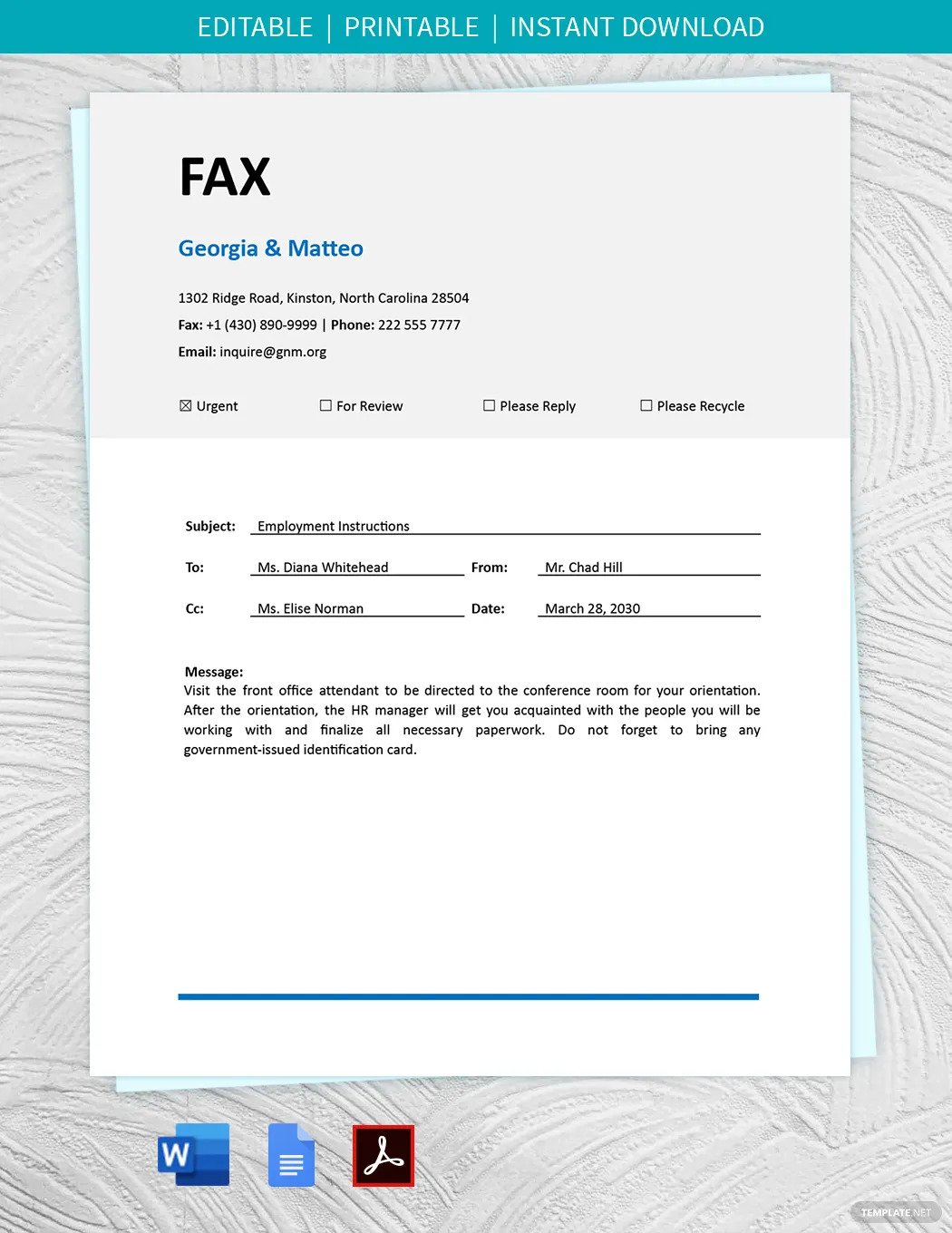 job fax cover sheet