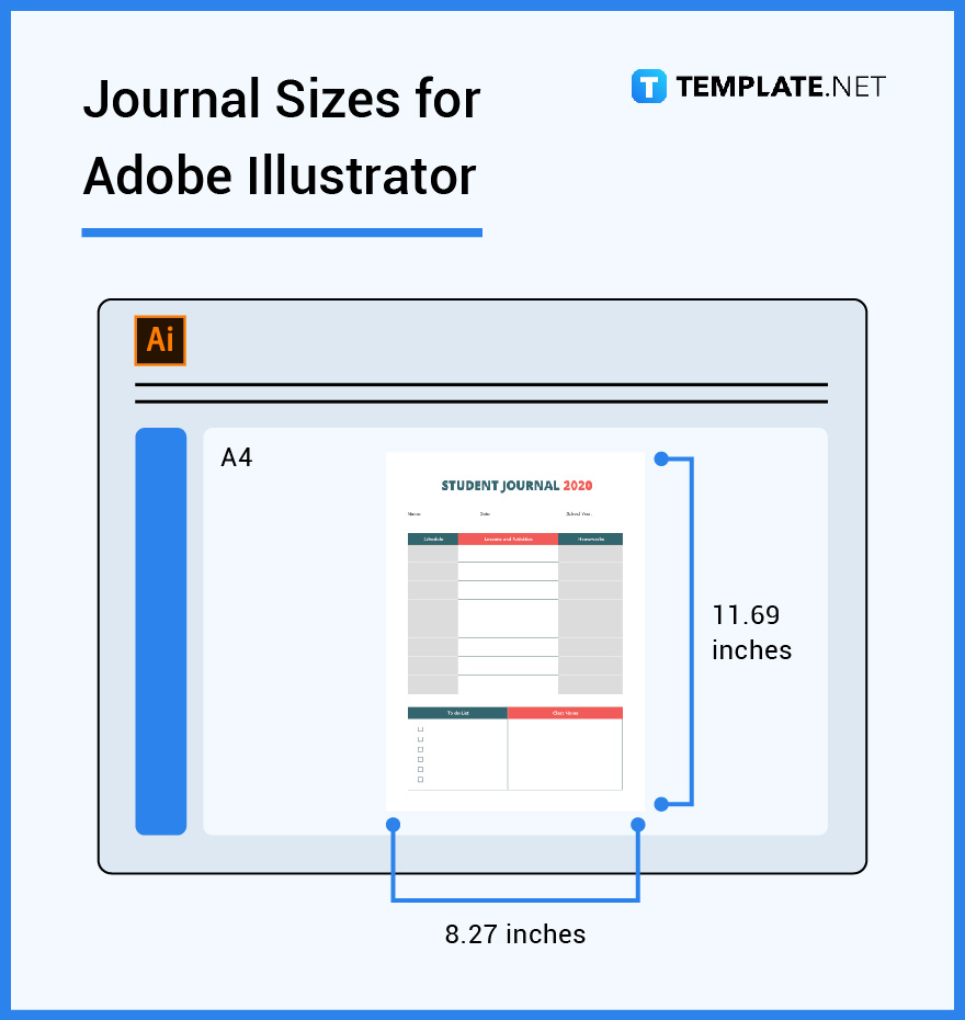 journal sizes for adobe illustrator