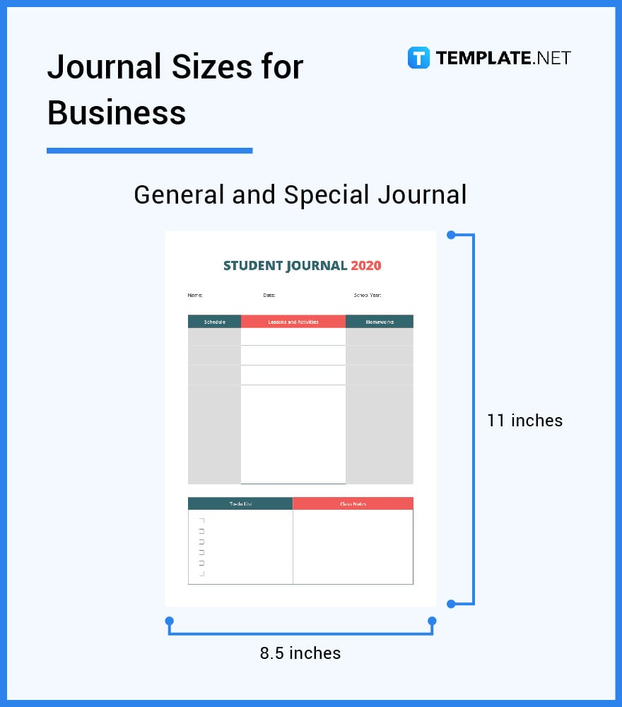 journal sizes for business