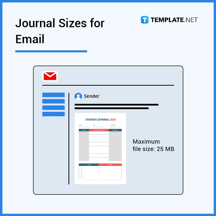 journal sizes for email