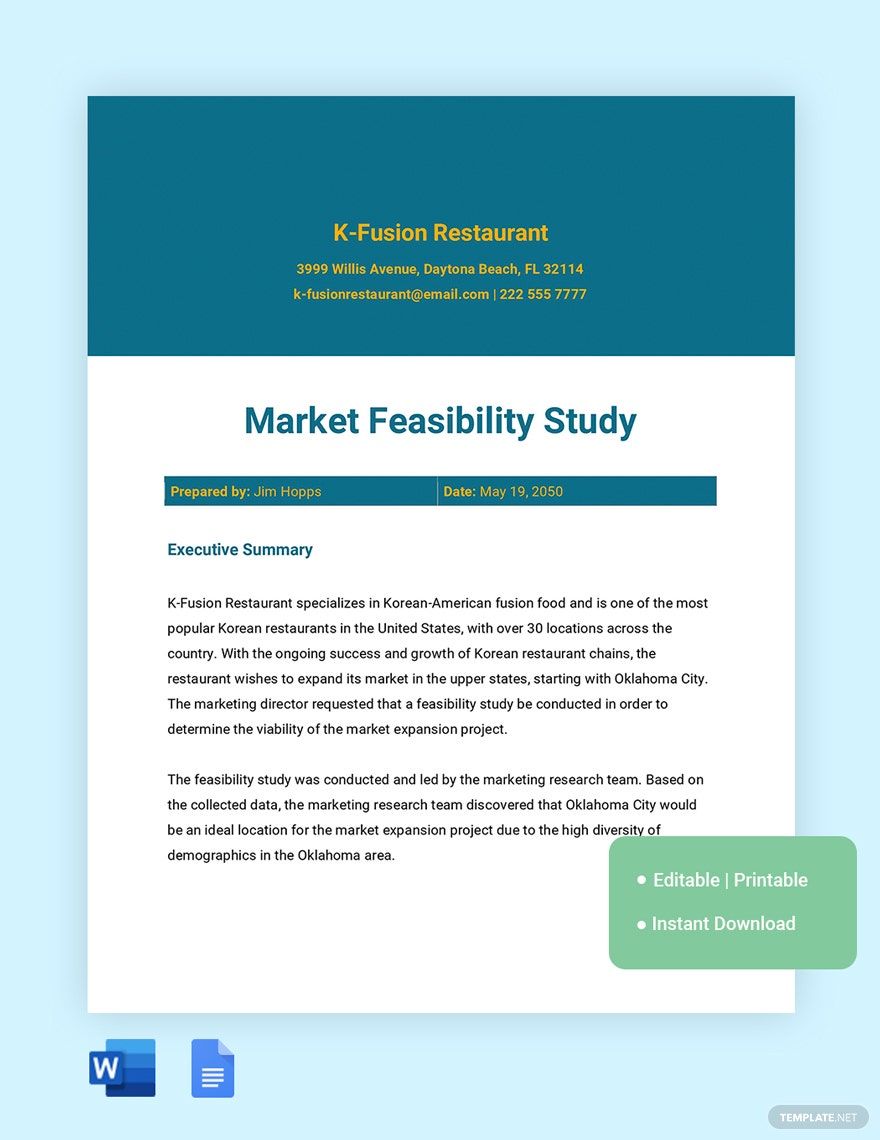 market feasibility study ideas and examples