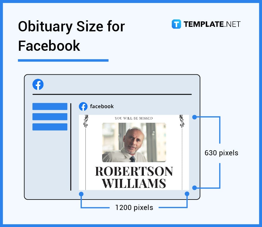 obituary size for facebook
