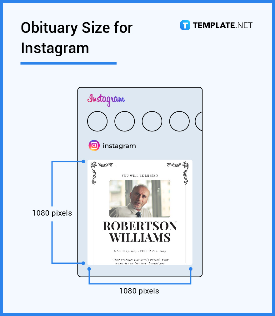 obituary size for instagram