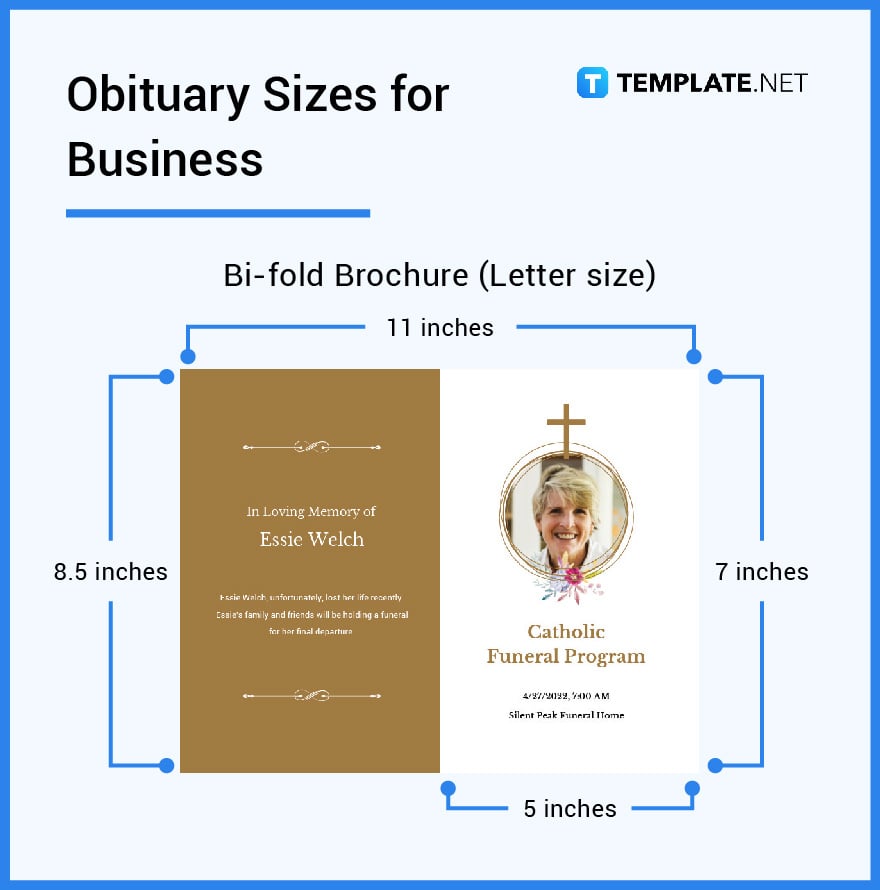 obituary sizes for business