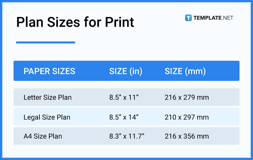 plan sizes for print