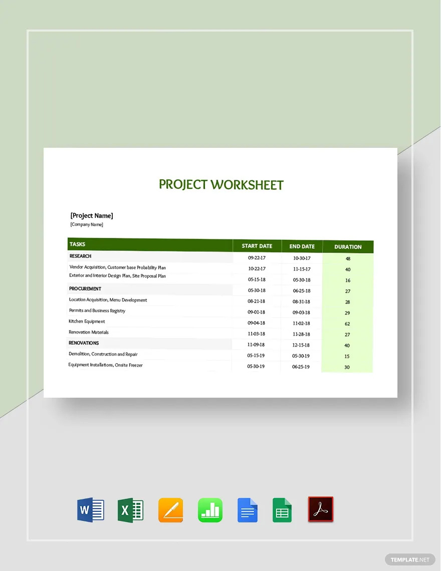 project worksheet