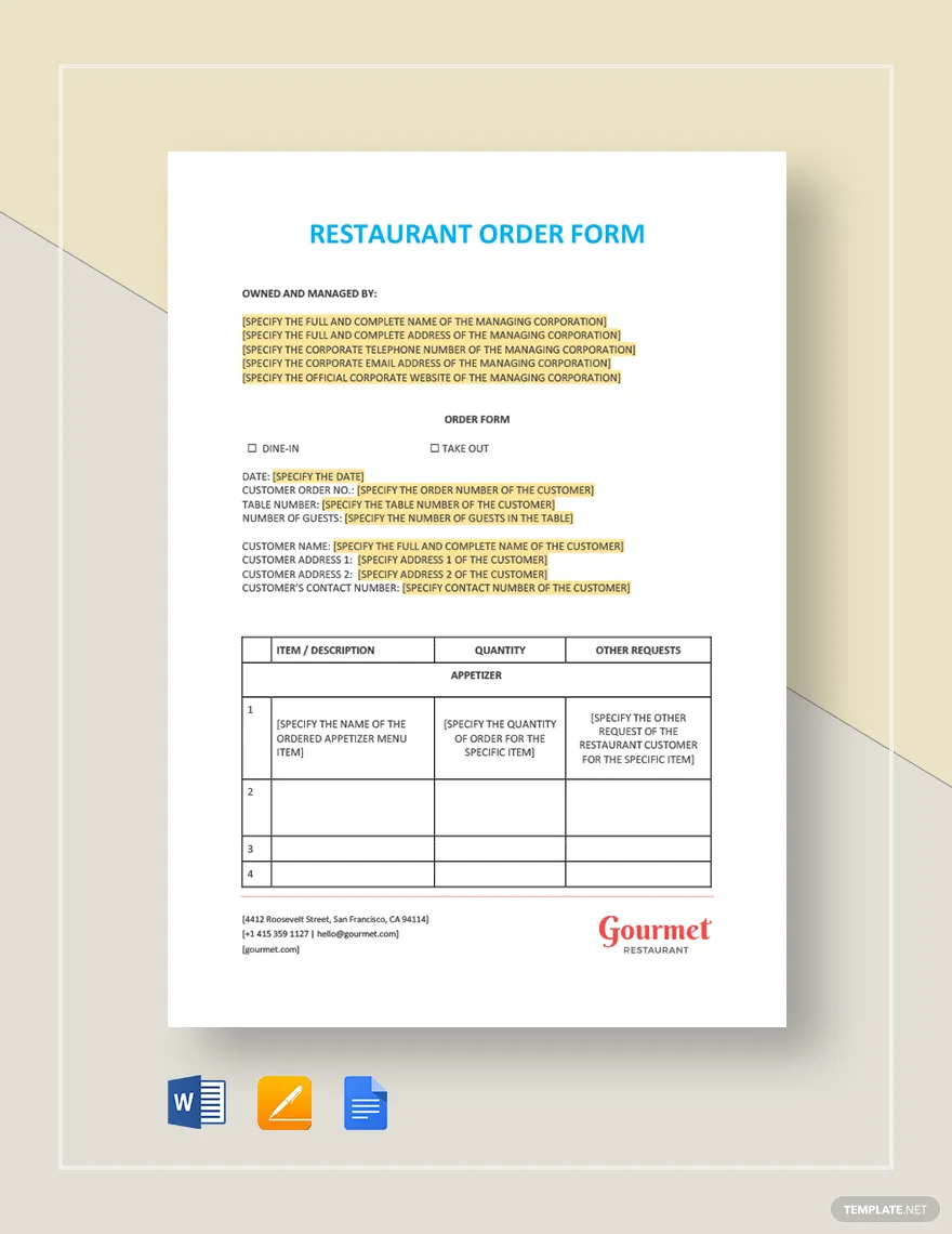 restaurant order