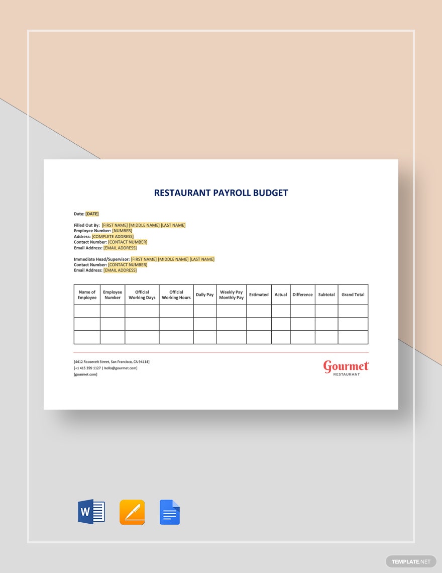 restaurant payroll budget