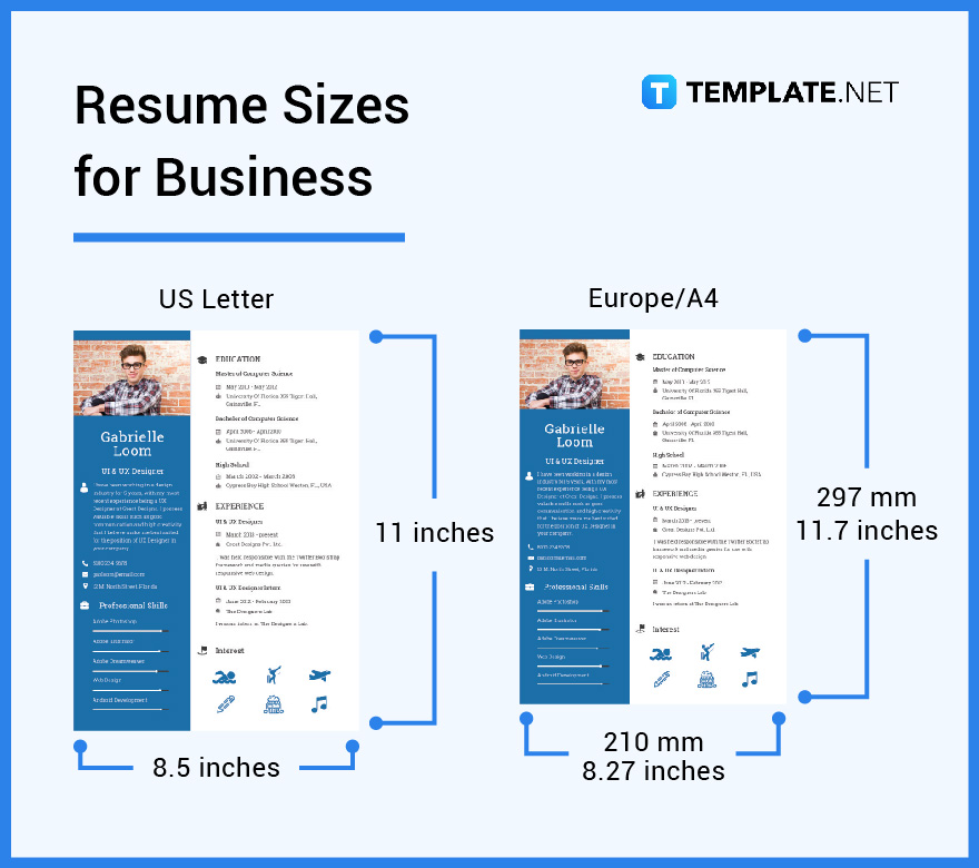 correct paper size of resume