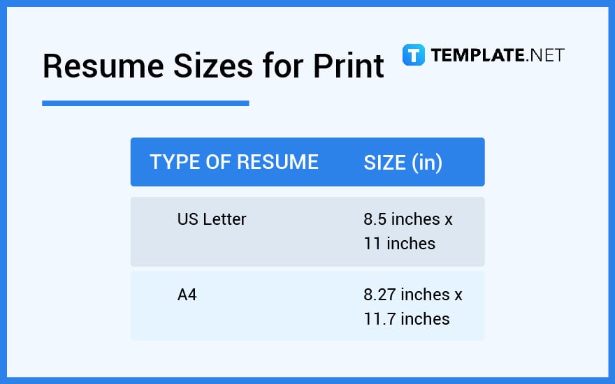 resume sizes for print