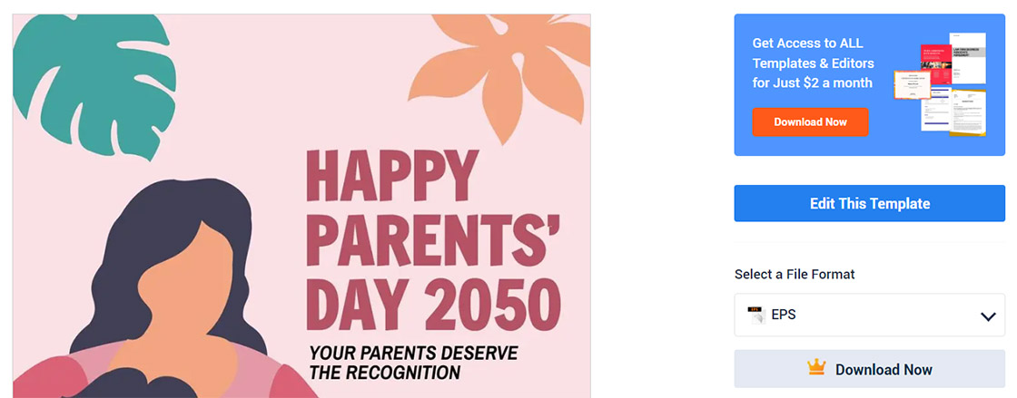 select the parents day fb post template
